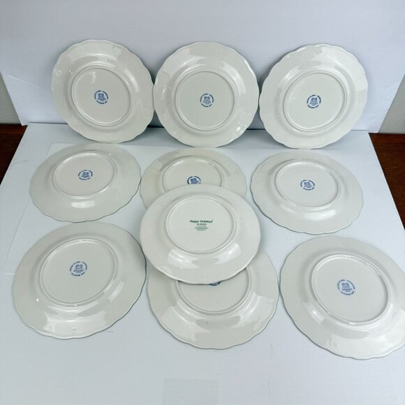 Nikko Happy Holiday Christmas Tree Salad Bread Dessert Plates 8" Set of 10 - Picture 10 of 13